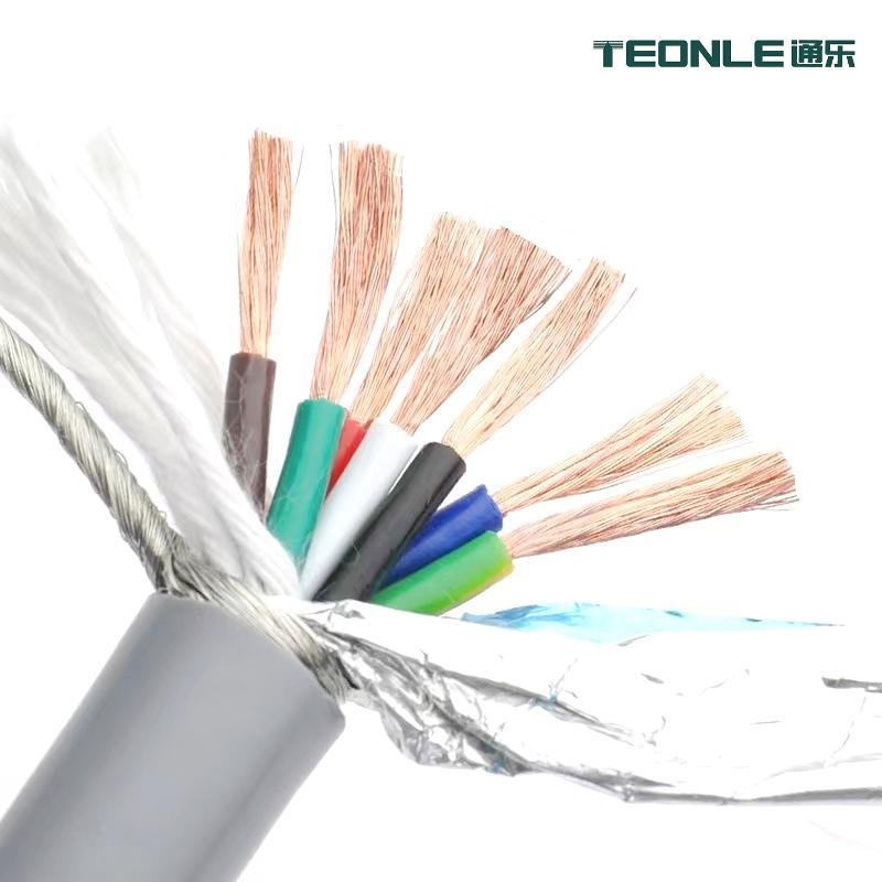 高柔性拖鏈屏蔽電纜耐油耐彎折機(jī)器人控制電源線16芯20芯